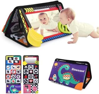 NEWSTYLE Tummy Time Baby Mirror Toys,Black & White Baby Cloth Books Mirror Flip Foldable with High Contrast Baby Sensory Toys and Teethers,Newborn Babies Activity Montessori Play Baby Toys 0-6 Months