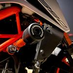 Motoaggrandize Frame Sliders Crash Protectors for KTM Duke 125/200/ 250/390 Heavy Frame Sliders with Brackets [gen 1 and gen2] | Colour: Orange | Black