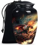 YATHABHISA Dragon Urn, Memorial Urns - 10 Inch - Urn for Ashes for Men & Women - Funeral Urns - Large with Velvet Bag - Adult Size Urn - Cremation Urn for Human Ashes - Decorative Urns, Black