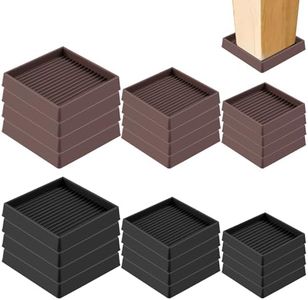 Swpeet 4Pcs 2" x 2" Square Black Rubber Anti Skid Caster Cups Non Slip Furniture Pads Kit, Anti-Slip Gripper, Anti Skid Furniture Feet Anti Slide Floor Stoppers for Bed Couch Table Chair Stoppers