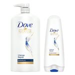 Dove Intense Repair Shampoo 1 Litre + Conditioner 175ml, Combo | For Dry and Damaged Hair | Enriched with Fibre Actives | Strengthening Shampoo for Smooth & Strong Hair