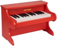 ZIPPY MAT Kids Piano Keyboard, 25 Keys Digital Piano for Kids, Mini Music Educational Instrument Toy, Wood Piano for Toddlers Girls Boys (Red)