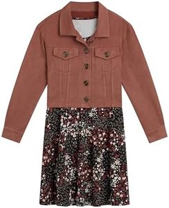 Beautees Girls' Sueded Jacket and Sleeveless Dress Set, Cinnamon/Multi Floral, Large