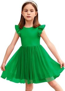 Arshiner Baby Girl Tulle Dress Toddler Flutter Sleeve Tutu Gown Flower Girl Wedding Birthday Party Dresses (Green, 5T)