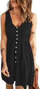 AUSELILY Negro Mujeres Vestido de Playa Lindo Vestido de Verano con Bolsillos S