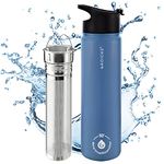 GROSCHE Chicago Steel 22 oz Stainless Steel Water Bottle (Blue) with Jumbo Infuser. Vacuum Insulated Infuser Water Bottle Thermal Flask for Sports, Yoga, Tea, Hydration. Snap lid.