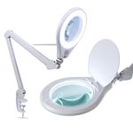 Neatfi Elite Super LED Magnifying Lamp with Clamp – 6” Glass Lens, 2.25X/4X Bifocal, 6500K Daylight | Glare-Free, Nonpolar Dimming | Reading, Crafting & Precision Work (White, 6 Inch Lens)