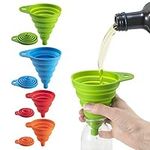 4-Pcs-Funnel-Collapsible-Set-Silicone-Filling-Small-Bottles, Hasgard Upgraded Foldable Funnels, Fold Almost Flat for Space Saving