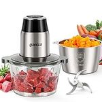 GANIZA Food Processors, Electric Chopper with Meat Grinder & Veggie Chopper - 2 Bowls (8 Cup+8 Cup) with Powerful 450W Copper Motor - Includes 2 Sets of Bi-Level Blades for Baby Food