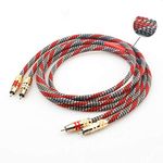 Audiophile RCA Cable 4N OFC Silver Plated Conductor HiFi RCA Audio Wire DVD CD DAC Amplifier Cables (1m / 3.3Ft,Red)