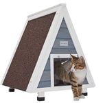 Petsfit Outdoor Cat House for Feral Cat Weatherproof, Stray Cat Shelter with Escape Door