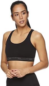 Reebok Women's Wireless Racerback Sports Bra - Medium Impact Seamless Workout Bralette - Black Sportive Seamless, Small