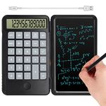 Hion Calculators,12-Digit Large Display Rechargeable Pocket Office Desktop Calculator with Erasable Wiriting Tablet,Mute Basic Desk Calculators with Doodle Pad for Student Home School,Black