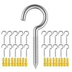 Pack of 20 metal hooks,304 stainless steel screw hooks, self-tapping eye-ring bolt hooks, wooden terminal eye-hole hooks, pendant lights and wires, strong indoor and outdoor eye bolts (2"X20PCS)