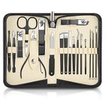 Manicure Set 18pcs,DUAIU Manicure Pedicure Tools Kit,Nail Clipper Set Gifts for Women/Men,Stainless Steel Nail Set Manicure For Toe and Finger Nails Grooming Care with Zipper Bag