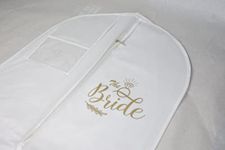 Wedcova Wedding Dress Bag | Hanging Garment Bags | Bridal Dress Full Length Travel Protector | Long Clothes Storage Cover with Zipper for Women | White with THE BRIDE Logo