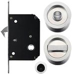 Sliding Pocket Door Bathroom Privacy Lock Set (Satin Nickle)