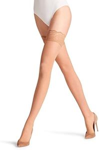 FALKE Women's Matte Deluxe 20 Denier Thigh Highs, Lace Trim Tops with Non Slip Grips, Fine Sheer Transparent, Nylon, 1 Pair