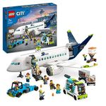 LEGO 60367 City Passenger Plane, Large Model Airplane Building Toy with 9 Minifigures and Airport Vehicles: Bus, Airport Tractor, Catering Truck and Luggage Van