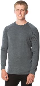 Brass Monkeys - 100% Pure Merino Wool - Long Sleeve Base Layer - New Zealand Made - Mens Thermal Top - Perfect for Outdoor Sports - Grey - Medium