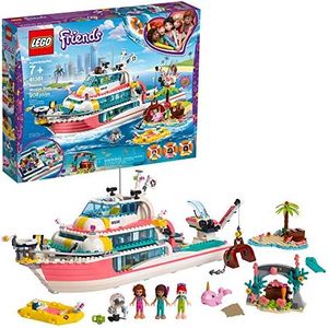 LEGO Friends Rescue Mission Boat 41381 Toy Boat Building Kit with Mini Dolls and Toy Sea Creatures, Rescue Playset Includes Narwhal Figure, Treasure Box and More for Creative Play (908 Pieces)