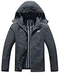 OTU Men's Lightweight Waterproof Hooded Rain Jacket Outdoor Raincoat Shell Jacket for Hiking Travel Darkgrey S