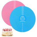 DSLSQD 2 Pcs Silicone Baking Mat, Round Large Baking Mat with Measurements Non Stick Dough Rolling Mat Pastry Mat for Making Cookies Macarons Bread Baking Accessories (Pink, Blue)