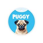 Pawsindia Personalized Dog Name Tag, Customized Pet ID Tag for Dogs with Double Side Waterproof Print (Blue, Pug)