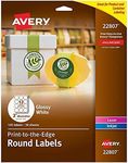 Avery 2" Round Labels for Laser & Inkjet Printers, 600 Glossy White Labels Total, 5 Packs (22807)