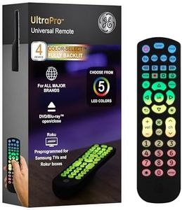 GE Color Select Backlit Universal Remote Control for Samsung, Vizio, LG, Sony, Sharp, Roku, Apple TV, RCA, Panasonic, Smart TV, Streaming Players, Blu-Ray, DVD, 4-Device, Black, 44220