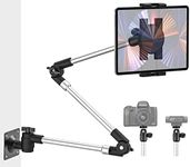 Tablet Wall Mount for iPad, EXSHOW 35in Adjustable Arm Drill Base Tablet Mount for Kitchen Cabinet Desk, Camera Holder Webcam Stand for iPad Pro 12.9 Air Mini, Galaxy Tabs, Switch,iPhone,4-13" Tablets