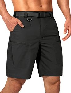 Shallowlulu Mens Cargo Hiking Shorts Water Resistant Quick Dry Lightweight Breathable Tactical Shorts with Nylon Belt, Black, 30W x 10L