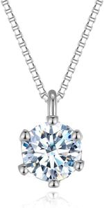 YQWHKJ Moissanite Diamond Necklace for Women, 925 Sterling Silver 1CT D Color VVS1 Diamond Pendant with Box Chain 18"+2" White Gold Perfect Jewelry Gifts for Birthday Wedding Christmas, Sterling