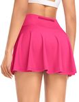 Pleated Tennis Skirt for Women with Shorts Golf Skort with Pockets High Waist Athletic Sports Mini Skirt (Hot Pink,XS)