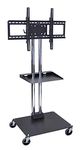 H Wilson WPSMS44SCH-4 Universal LCD/Flat Panel Stand with Shelf and 4" Casters