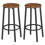 HOOBRO Bar Stools Set of 2, Breakfast Bar Stools for Kitchen, Round Bar Chairs with Footrest, Pub Stools, Sturdy Metal Frame, for Dining Room, Kitchen, Party, Industrial, Rustic Brown EBF03BY01