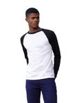 Fruit of the Loom Long Sleeve Baseball Tee Contrast Long Sleeve T-Shirt Multi-Coloured white/black Size:S