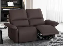 Belffin Brown Leather Manual Reclining Love seat.Oversized Loveseat Recliner Sofa for Living Room. Double Recliner Home Theater Seating.