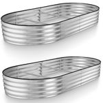 Galvanized Raised Garden Beds Outdoor // 8×4×1 ft (2-Pack) Planter Raised Beds for Gardening, Vegetables, Flowers // Large Metal Garden Box (Silver) // Tool-Free Assembly