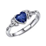 ChicSilver September Heart Birthstone Rings for Women Fashion Jewelry 925 Sterling Silver Celtic Knot Ring Adjustable