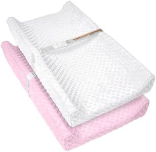 JVEOO 2 Pack Baby Changing Pad Covers, Super Soft Plush Dot Diaper Changing Table Covers Fit 32x16 Inch Changing Table Pad for Baby Boys & Girls