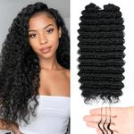 BLUONASI Feather Crochet Hair miracle knots hair 16inch Deep Wave Hair for Invisible miracle Knot Crochet Hair Extensions for Black Women (1B#, 16 Inch (40Strands))