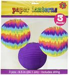 Feeling Groovy 60's Theme Party Psychedelic Round Printed Lanterns Decoration, Paper, 9", Pack of 3