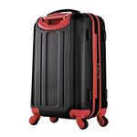 Olympia U.S.A. Apache Expandable Lightweight Hardside Luggage with Double 4 Wheels Spinner Suitcase and Hidden Laptop Compartment, Black/Red, 21-Inch Carry-On, Hardside Expandable Carry-on Luggage