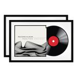 MCS Double Groove 16.5x25 Black with Black Mat Record Album Frame, Vertical & Horizontal Wall Hanging Picture Frame for Photes & Art Prints (2-Pack)