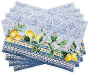 Maison d' Hermine Placemat 100% Cotton Cloth Placemats Decorative Washable Placemats, Home, Kitchen, Dining, Cocktail Parties & Camping, Citrus - Spring/Summer (Set of 4)