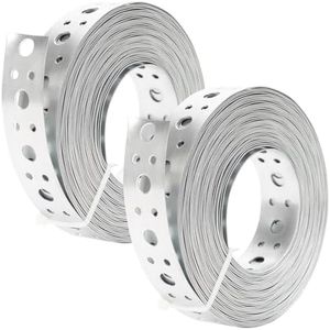 2Pack Galvanized Metal Pipe Strap 1-Inch x 33FT 0.6mm Thickness for Pipe Support Pipe Hanger Strap Metal Strapping with Holes