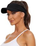 Zando Womens Visor Hats for Women Sun Visors for Women Sports Adjustable Visor Hat Unisex Running Cap Summer Hat Beach Hats for Women Sun Protection Caps for Women Cotton Visors Black Visor for Men