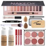 Professional Makeup Kit Set,All in One Makeup Kit for Women Full Kit, Includes 12 Colors Eyeshadow Palette, Liquid Foundation & Concealer,Liquid Lipstick，Face Blush，Makeup Brush, Makeup Sponge, Eyebrow Soap, Winged Eyeliner Stamp,Makeup Gift Set for Women, Girls & Teens