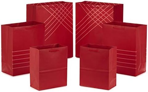 Hallmark Red Gift Bag Bundle in Assorted Sizes (Pack of 6: 2 Medium 9", 2 Large 11", 2 Extra Large 14") for Birthdays, Mother's Day, Graduations, Baby Showers, Bridesmaids Gifts and More